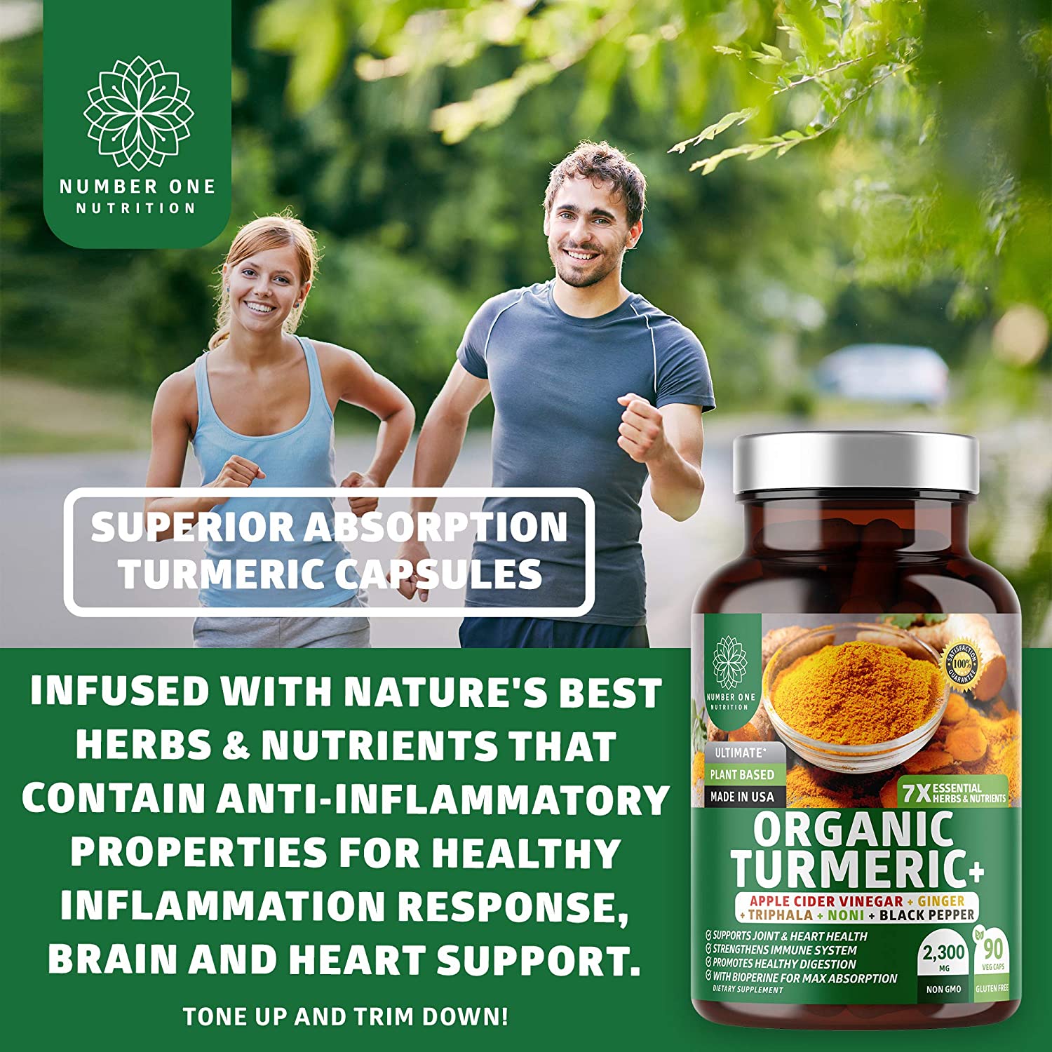 N1N Premium Turmeric Curcumin with BioPerine [Max Absorption, 2300mg] Organic Turmeric Capsules with