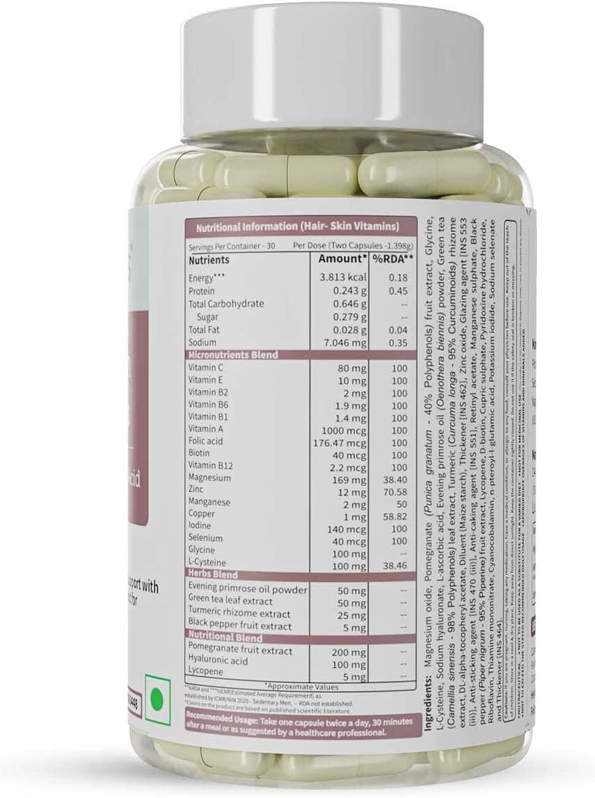 deal Hair Skin Vitamins Supplement with Biotin, Keratin Booster for Hair Growth, Turmeric, Primrose