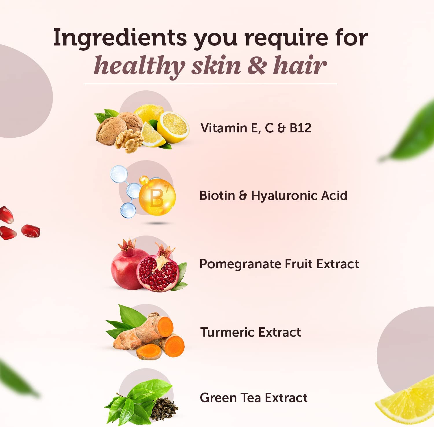 deal Hair Skin Vitamins Supplement with Biotin, Keratin Booster for Hair Growth, Turmeric, Primrose