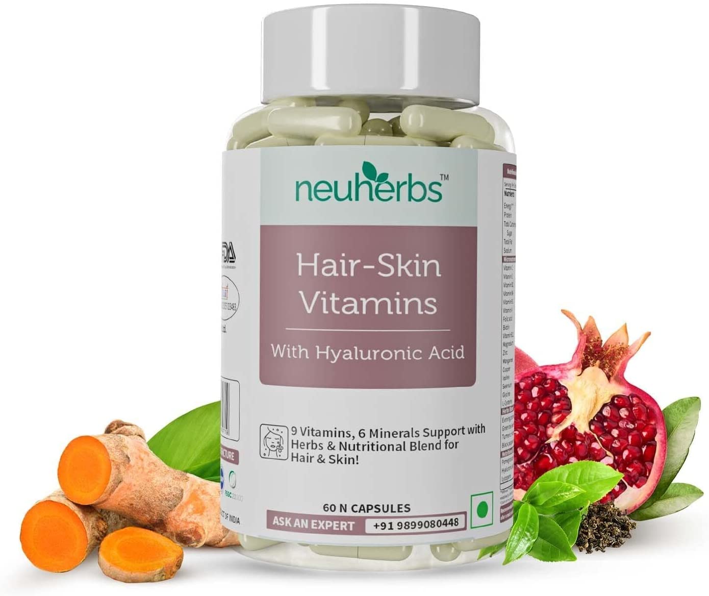 deal Hair Skin Vitamins Supplement with Biotin, Keratin Booster for Hair Growth, Turmeric, Primrose