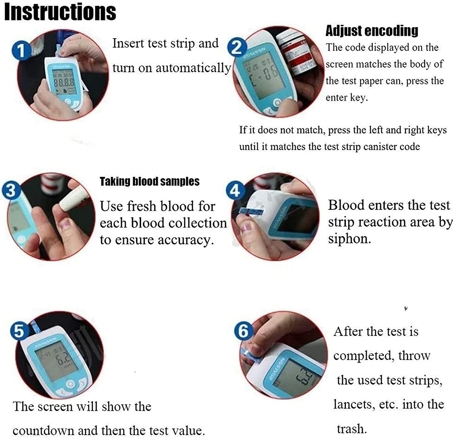 ZYYYWW Cholesterol Meter, 3in1 Smart Home Cholesterol Uric Acid Blood Glucose Monitor Ventilation De