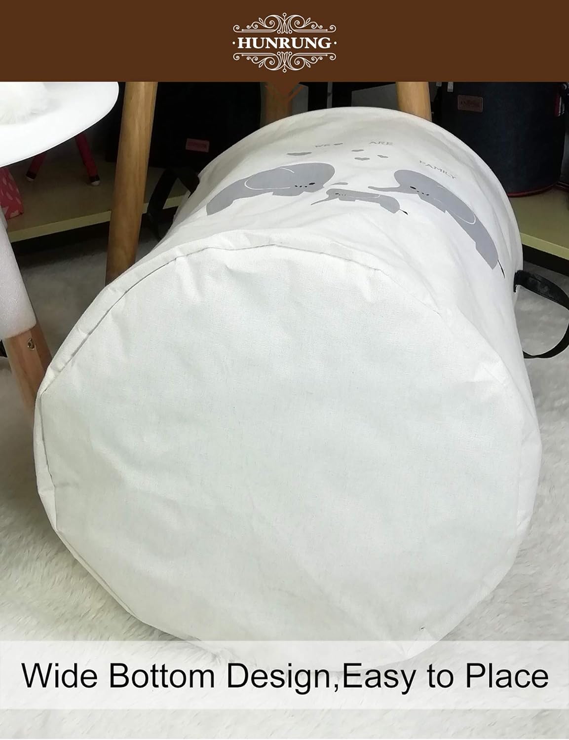 HUNRUNG Laundry Hamper,Large Canvas Fabric Lightweight Storage Basket Toy Organizer Dirty Clothes Co