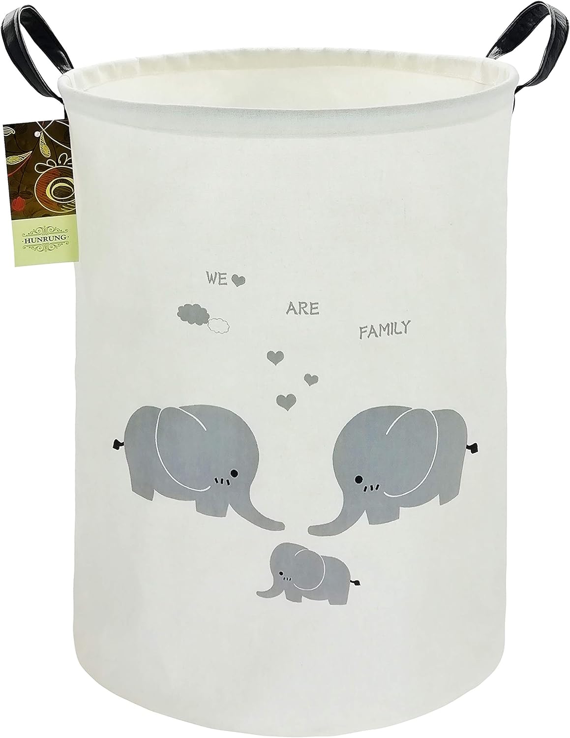 HUNRUNG Laundry Hamper,Large Canvas Fabric Lightweight Storage Basket Toy Organizer Dirty Clothes Co