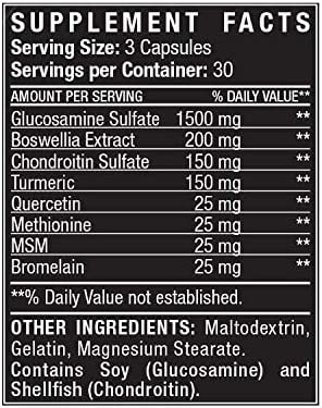 FlexForm Joint Support Supplement, 90 Capsules - Advanced Formula with Glucosamine, MSM, & Chondroit