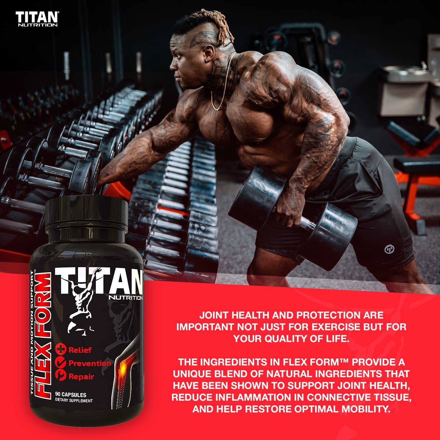 FlexForm Joint Support Supplement, 90 Capsules - Advanced Formula with Glucosamine, MSM, & Chondroit