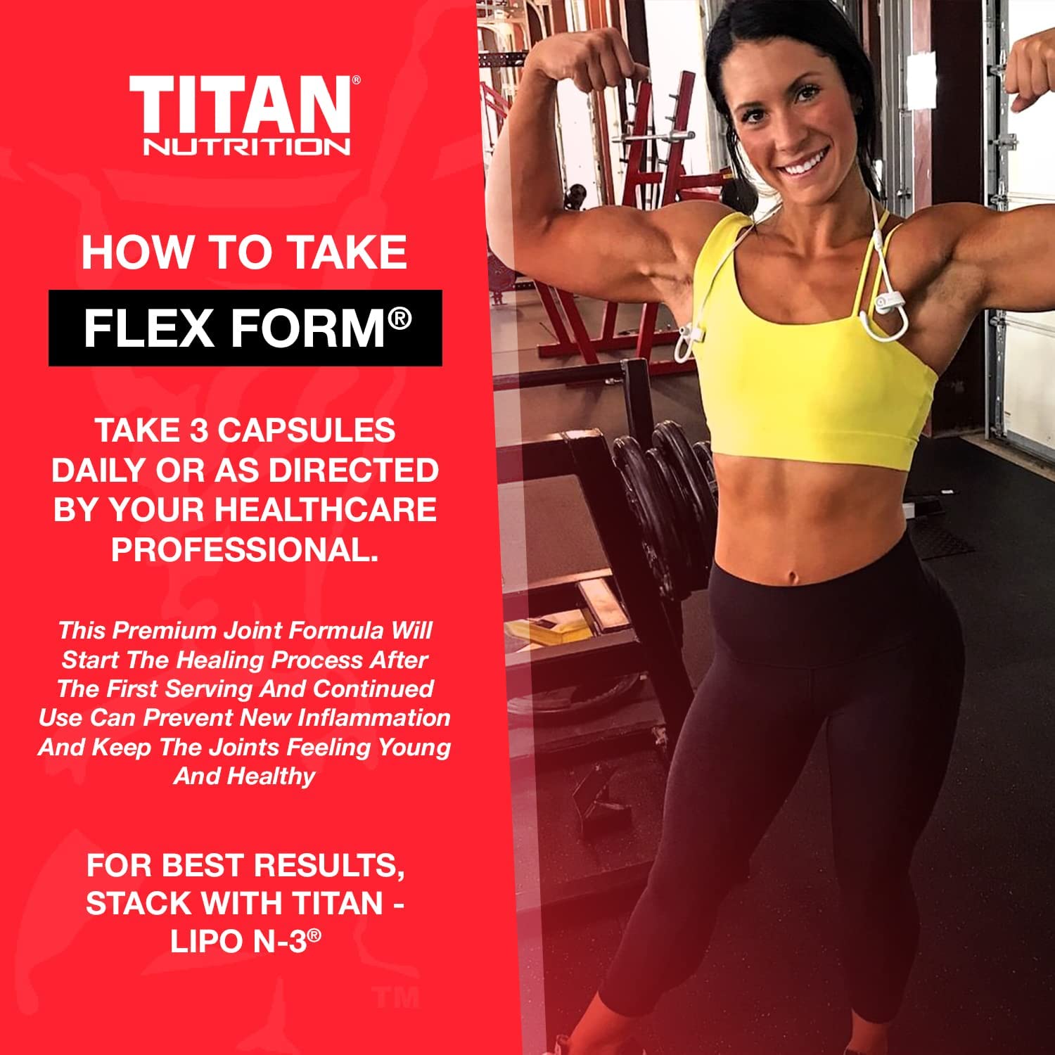 FlexForm Joint Support Supplement, 90 Capsules - Advanced Formula with Glucosamine, MSM, & Chondroit