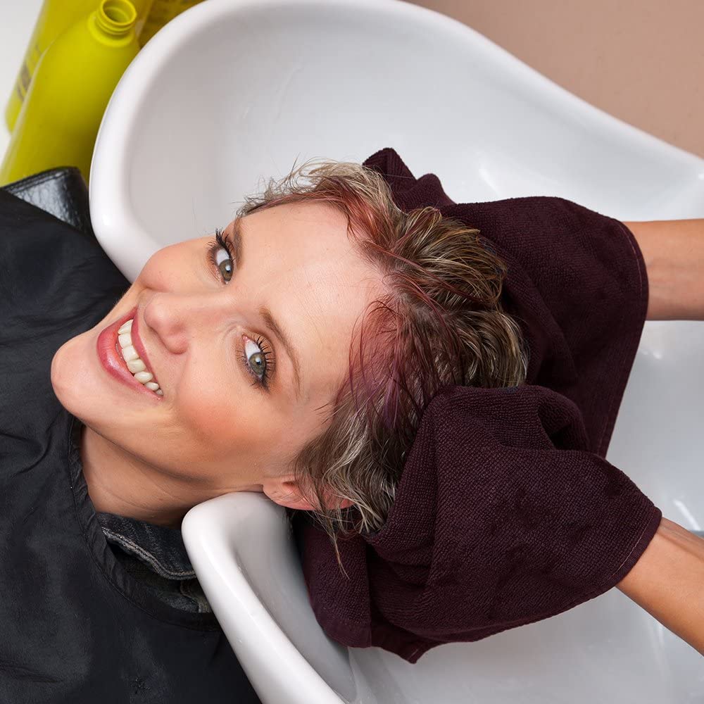 Arkwright LLC Bleach Safe Salon Towels Pack of 12 (16x28 inch, Eggplant) - 100% Cotton Bleach Proof,