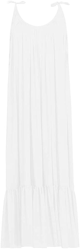 Xinantime Womens Boho Maxi Solid Sleeveless Long Backless Dress Evening Party Beach Dress