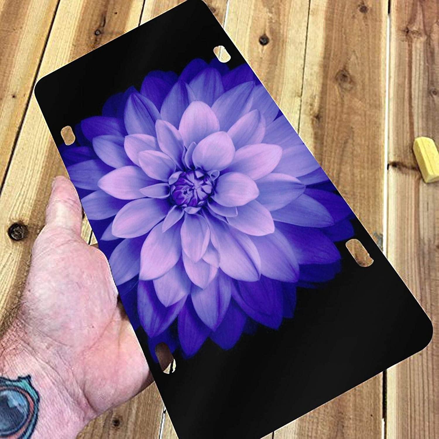 Watercolor Flower License Plate Frame Aluminum Metal Covers,Metal Novelty Car Plate for Women Girls 