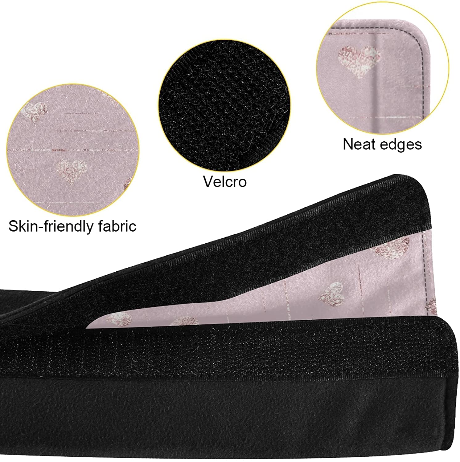 Rose Gold Hearts Golden Glitter On Pink 2 Packs Adjustable Car Seat Belt Pads Cover, Universal Car S