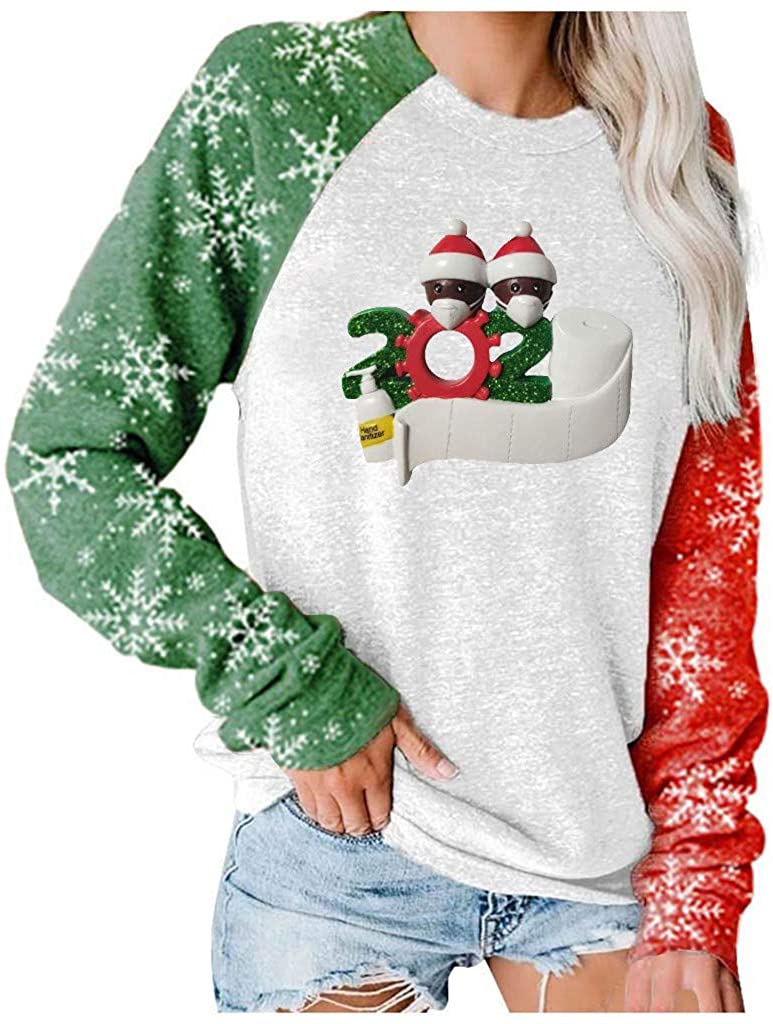 Dosoop Merry Christmas Color Block Blouse Women