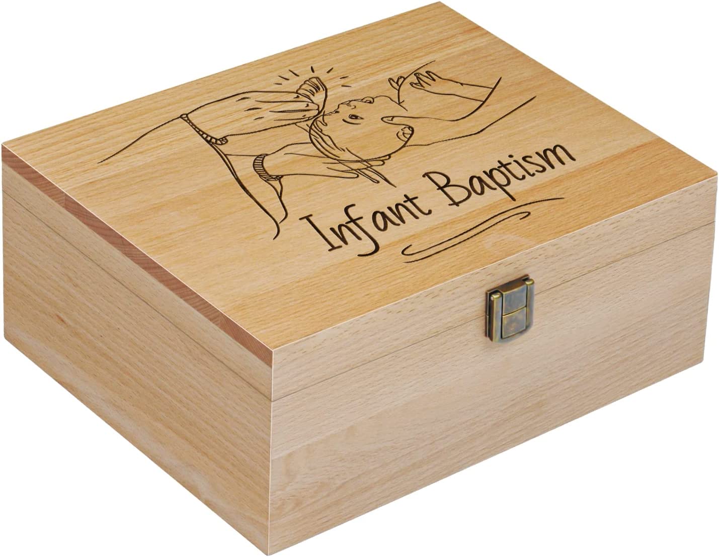 EXISTING Infant Baptism Wooden Memory Keepsake Box, Laser Engraved Wood
