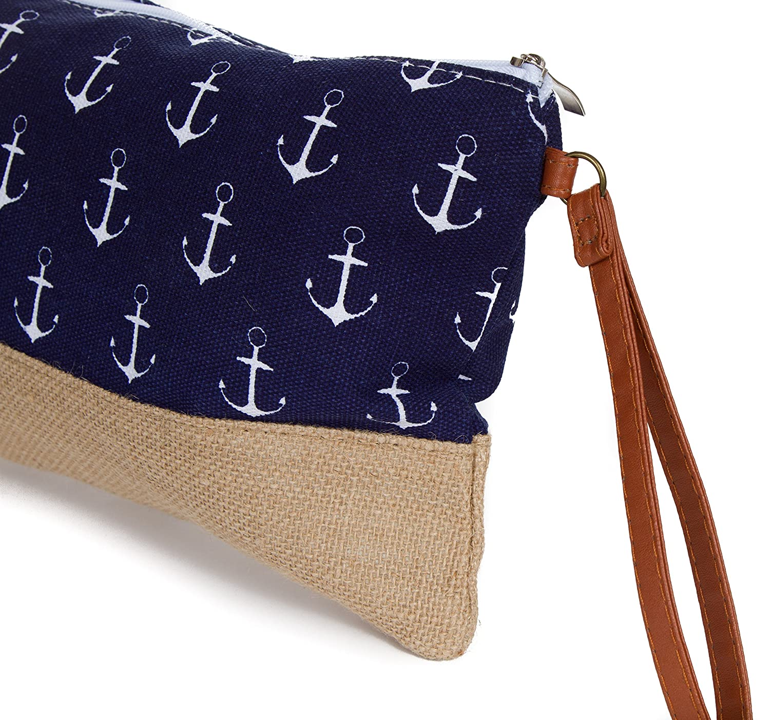 Cotton Canvas Two-Tone Cosmetic Bag Make Up Clutch Bag (10.5