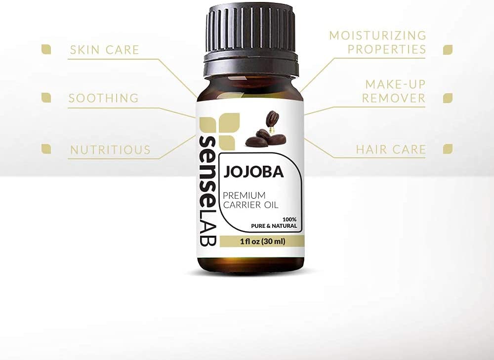 SenseLAB Jojoba Oil - 100% Pure Extract Jojoba Cold Pressed Carrier Oil Therapeutic Grade - Moisturi