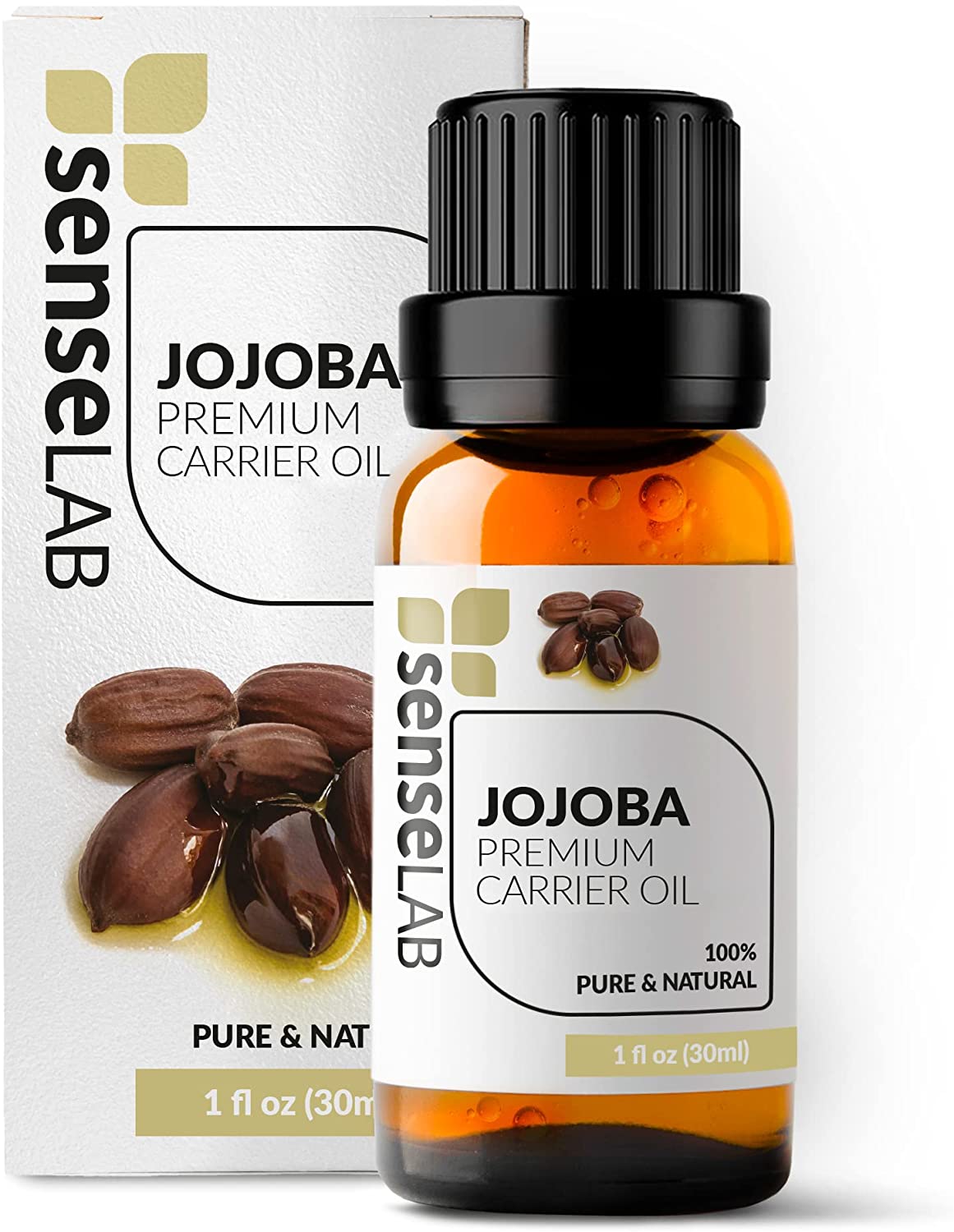SenseLAB Jojoba Oil - 100% Pure Extract Jojoba Cold Pressed Carrier Oil Therapeutic Grade - Moisturi