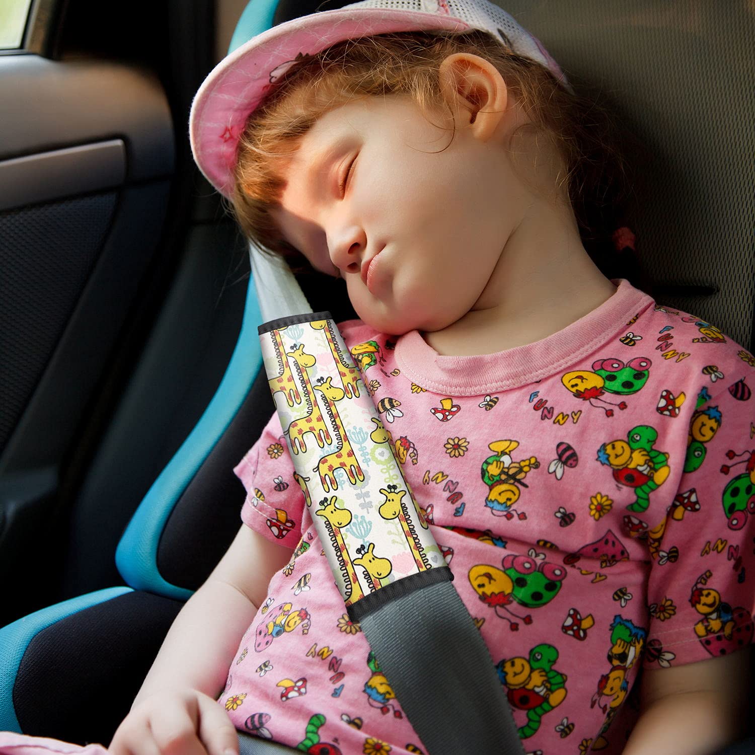 2Pack Seat Belt Cover for Kids, Cute Cartoon Pattern Car Seat Belt Pads Cover for Girls and Boys, Ki