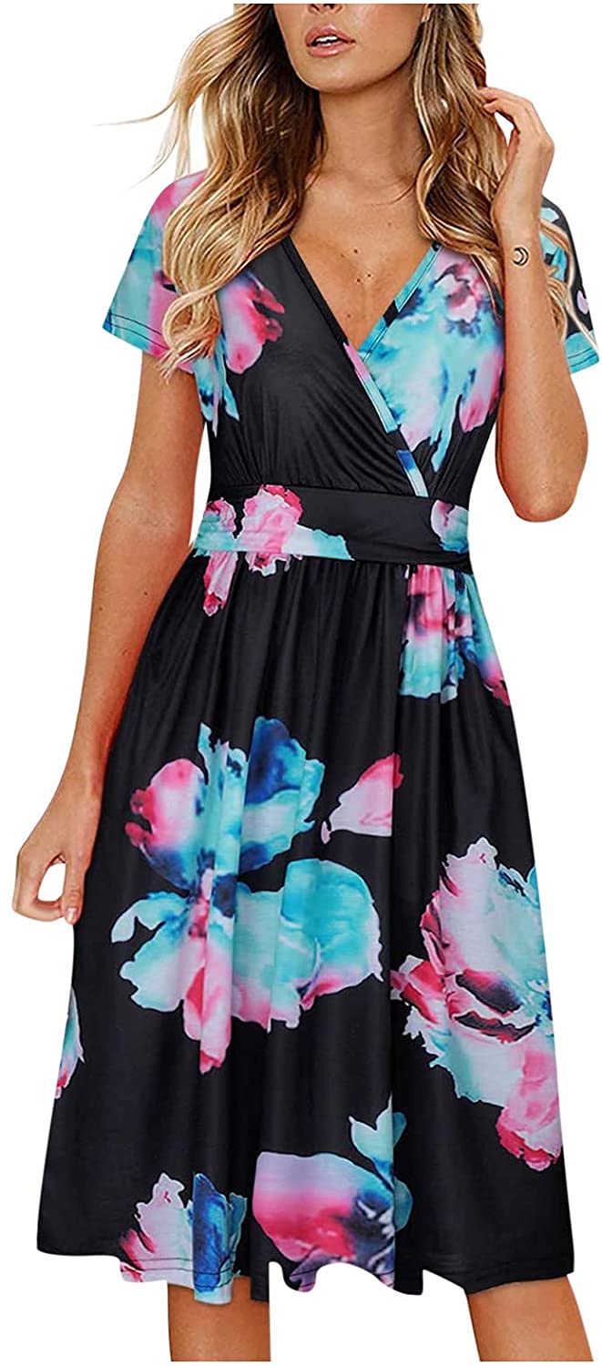 WYTong Women Summer Casual Sleeveless Mini Plain Pleated Tank Vest Dresses Beach Maxi Dress