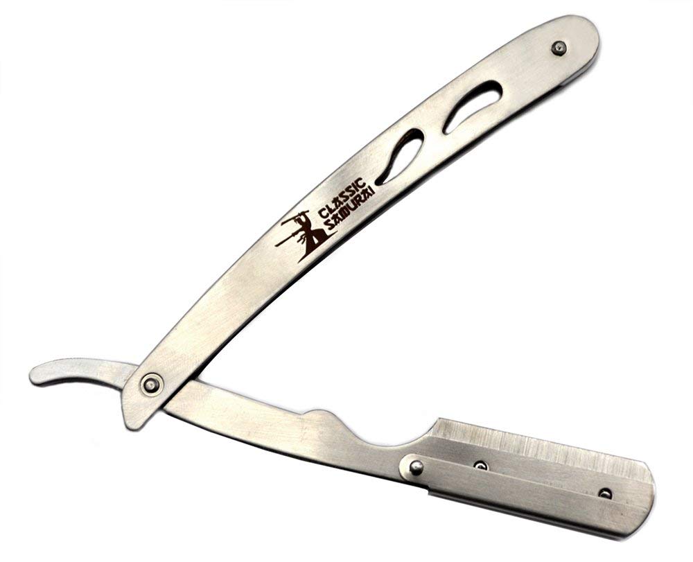 Classic Samurai CS-102 Matte Black Golden Head + CS-102 Professional Barber Straight Edge Shaving Ra