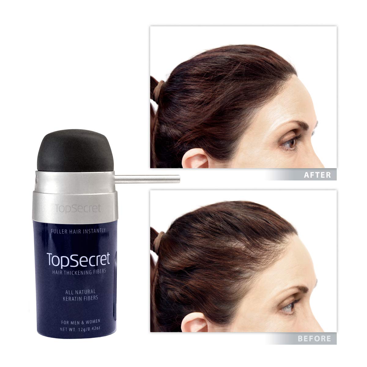 Top Secret Hair Thickening Fibers - New Compact Design! White (Regular Size)