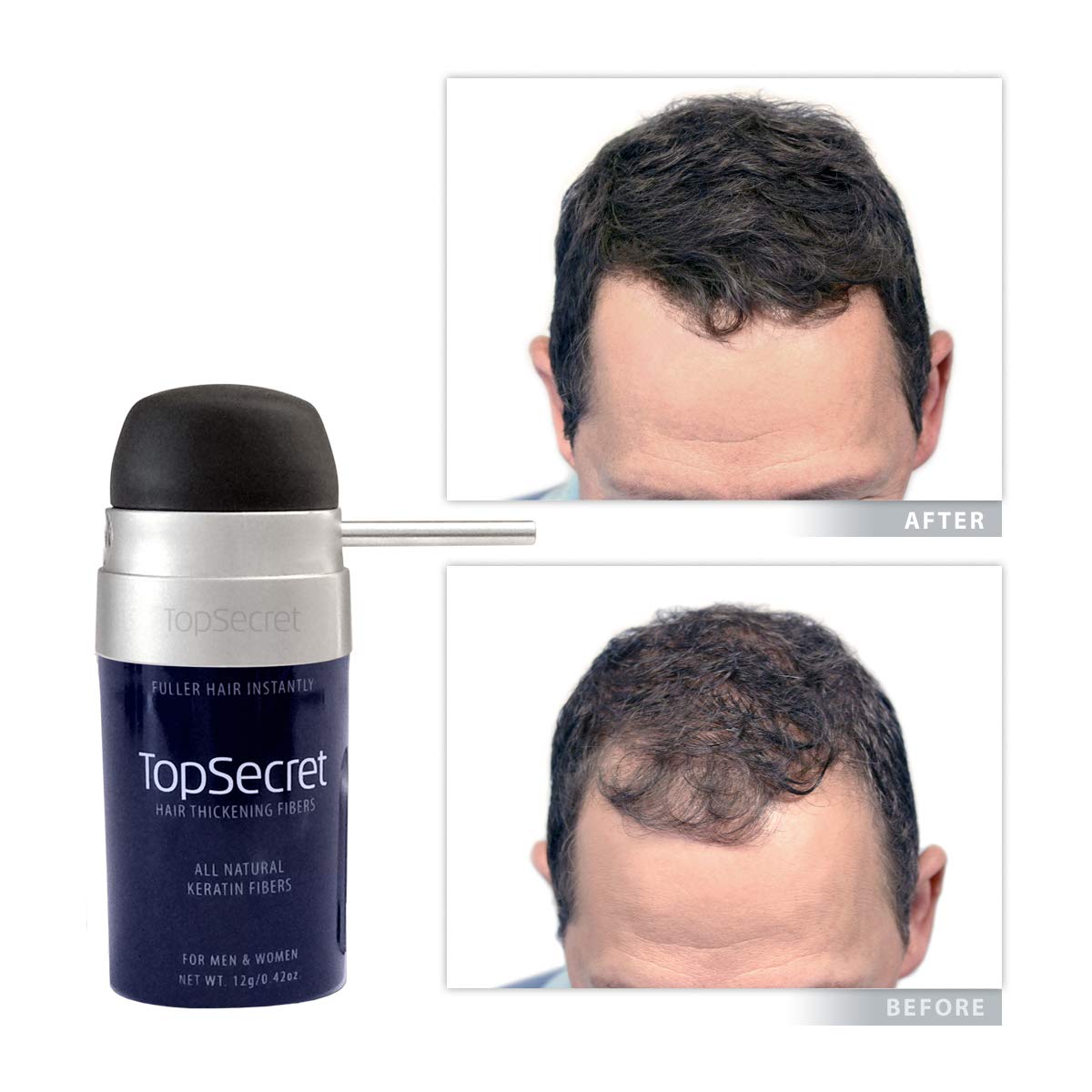 Top Secret Hair Thickening Fibers - New Compact Design! White (Regular Size)