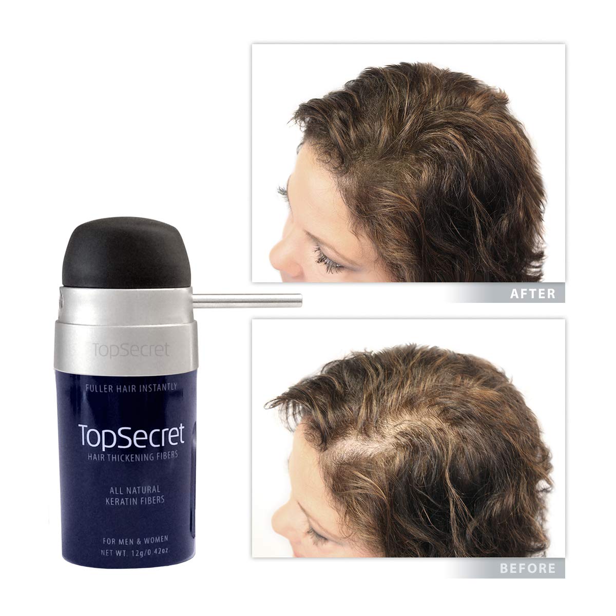 Top Secret Hair Thickening Fibers - New Compact Design! White (Regular Size)