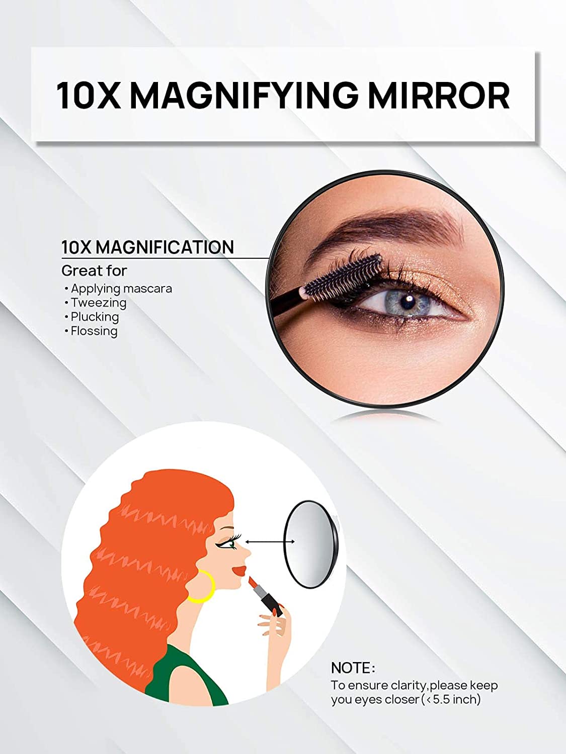 OMIRO Bathroom Mirror, 6 Inch 10X Magnifying Makeup Mirror (Black,Round)