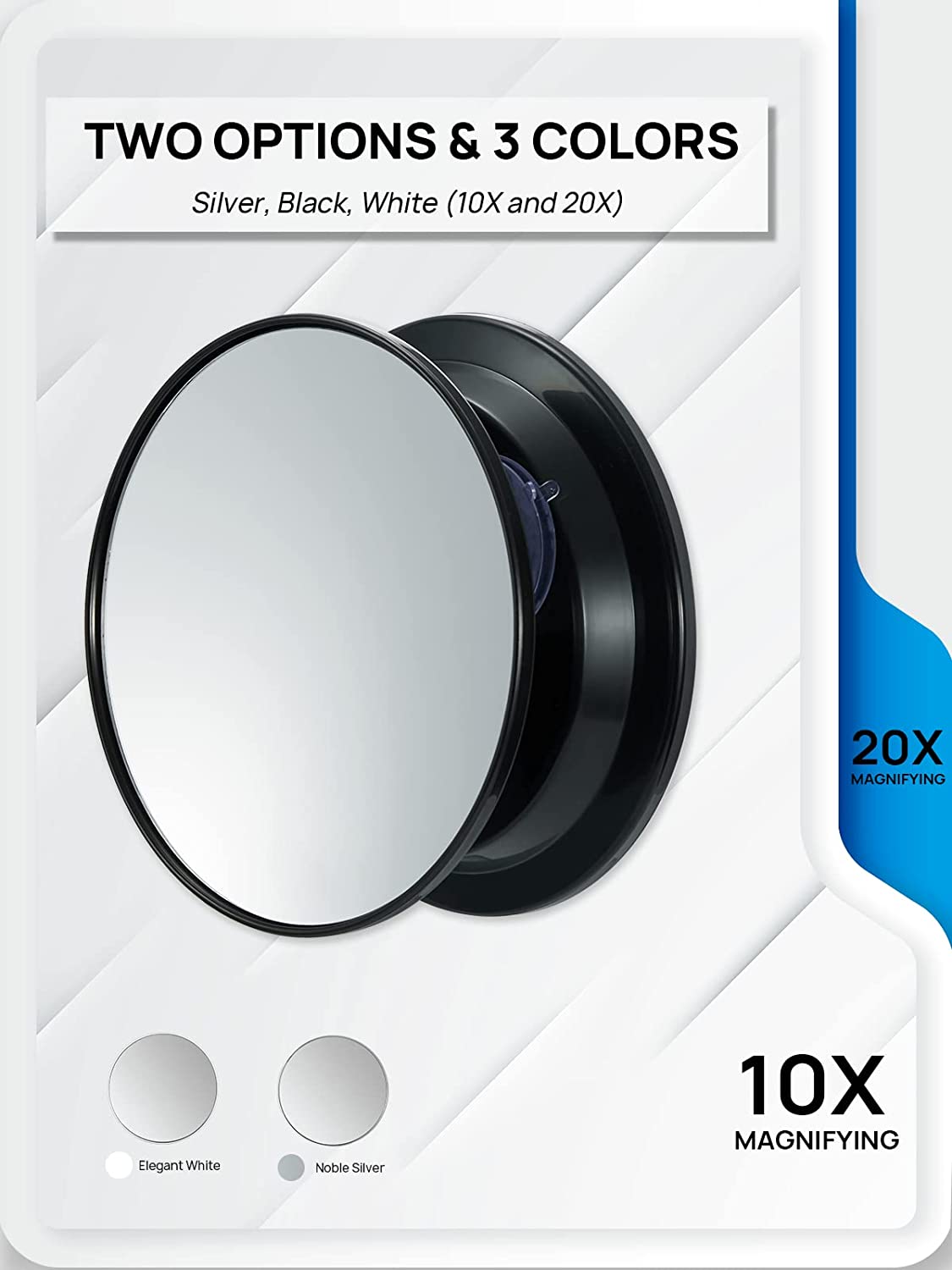 OMIRO Bathroom Mirror, 6 Inch 10X Magnifying Makeup Mirror (Black,Round)