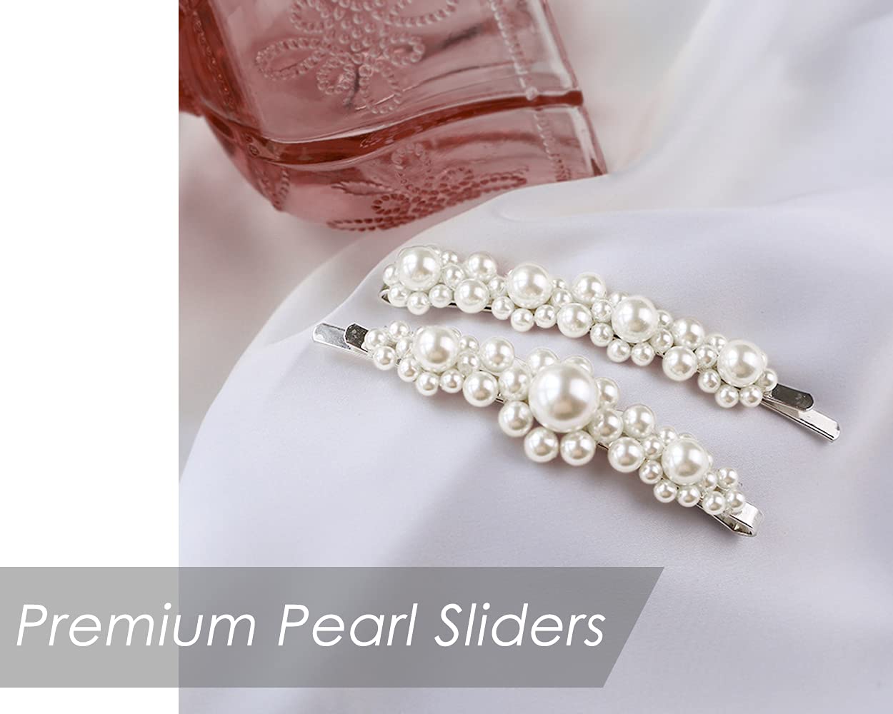 DS. DISTINCTIVE STYLE Artificial Pearls Hair Clips 4 Pieces Bridal Hair Barrettes Decorative Hair Pi