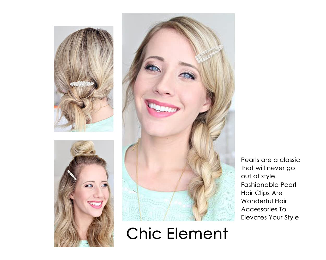 DS. DISTINCTIVE STYLE Artificial Pearls Hair Clips 4 Pieces Bridal Hair Barrettes Decorative Hair Pi