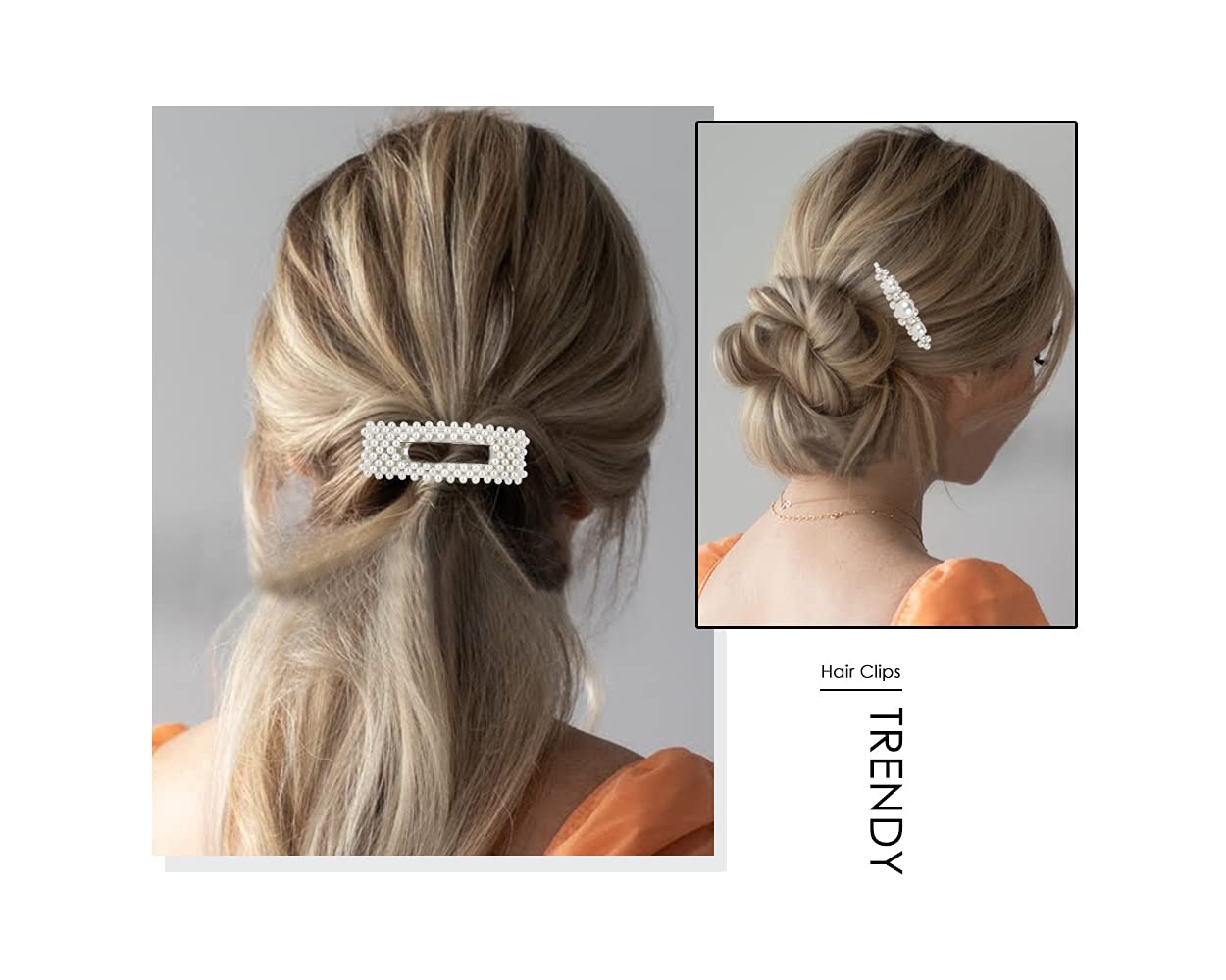 DS. DISTINCTIVE STYLE Artificial Pearls Hair Clips 4 Pieces Bridal Hair Barrettes Decorative Hair Pi