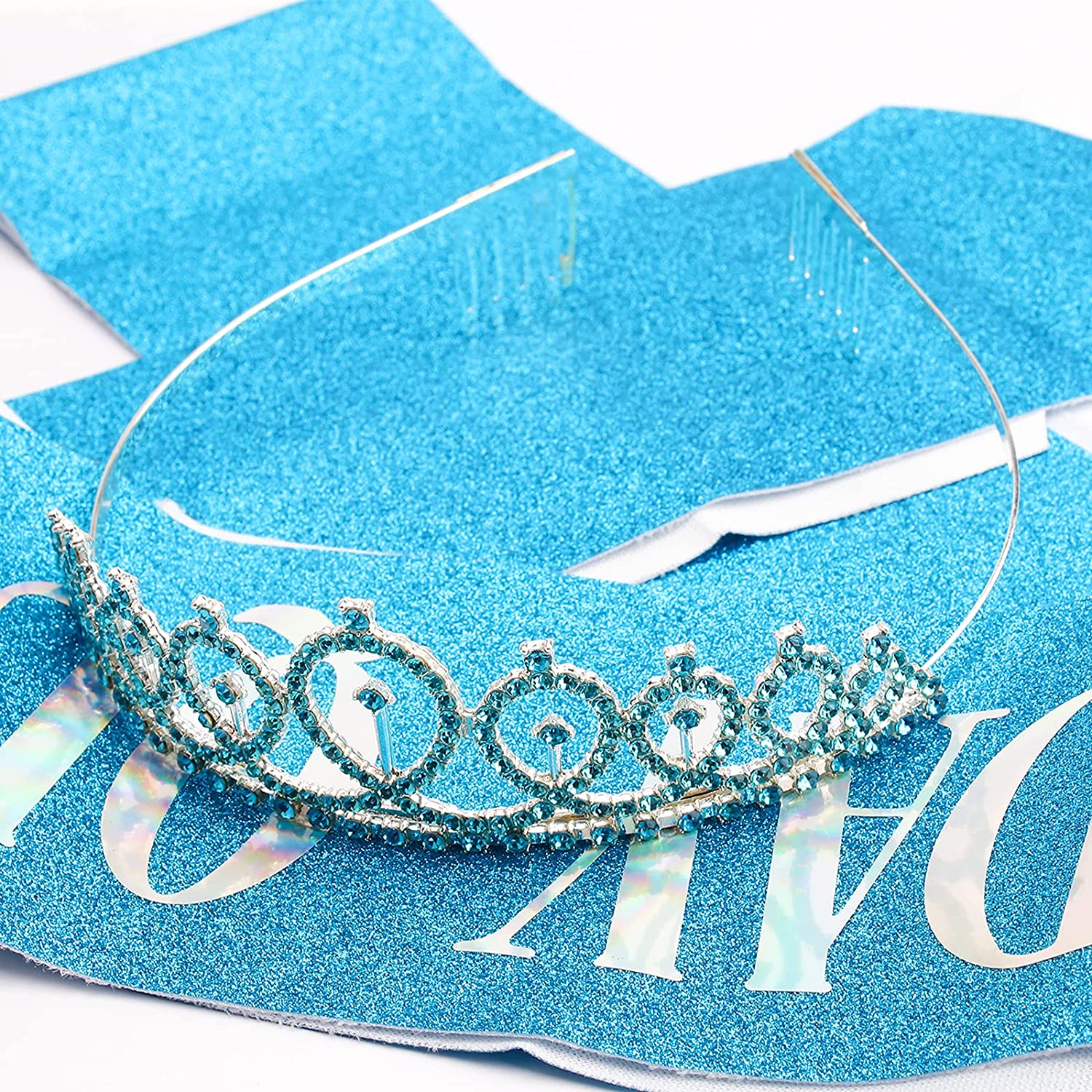 CIEHER Birthday Crown,Birthday Queen Sash & Rhinestone Tiara Kit for Women Girls,Tiaras and Crowns f