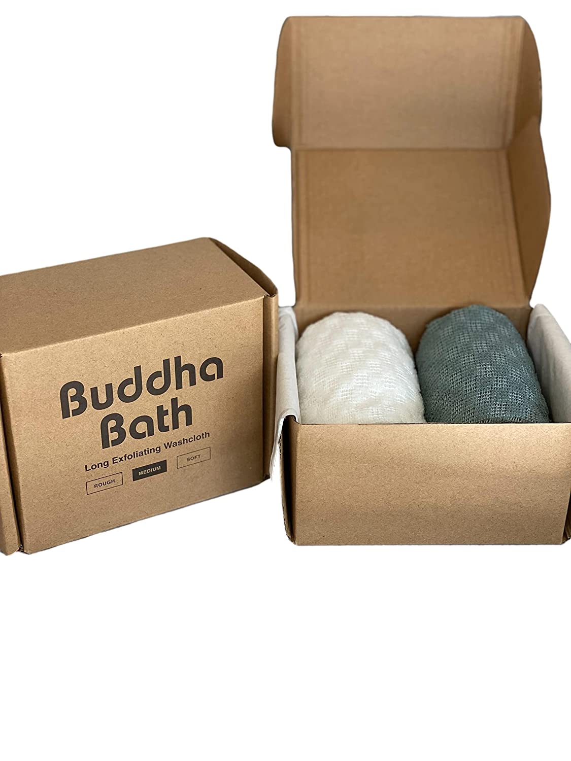 NEW 2-PACK - Buddha Bath Extra Long Exfoliating Shower Towel Washcloth Face and Body (MEDIUM EXFOLIA