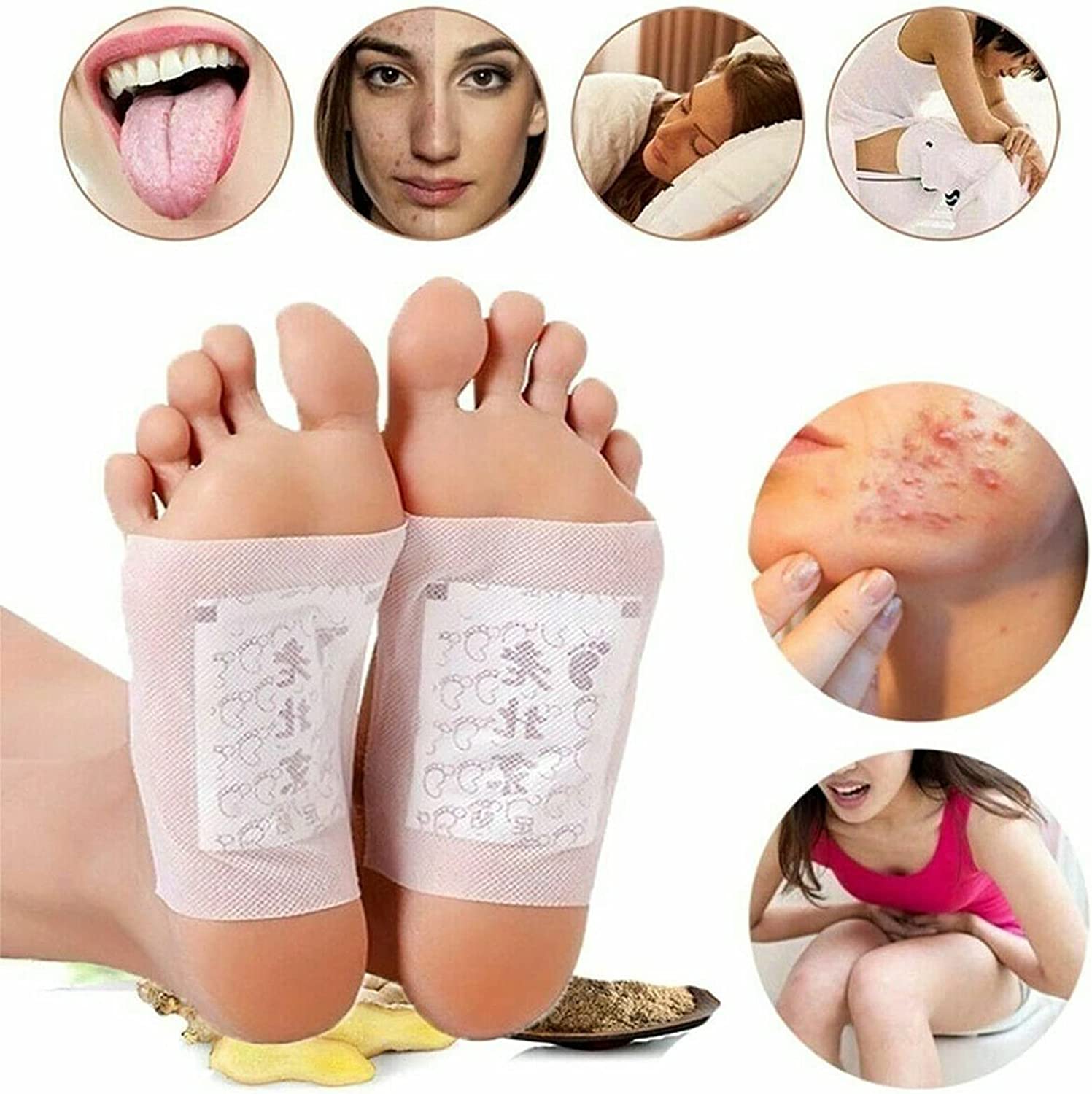 Lymphatic Drainage Ginger Foot Patch - Anti Swelling Ginger Patch, Organic Ginger Foot Pads, Deep Cl