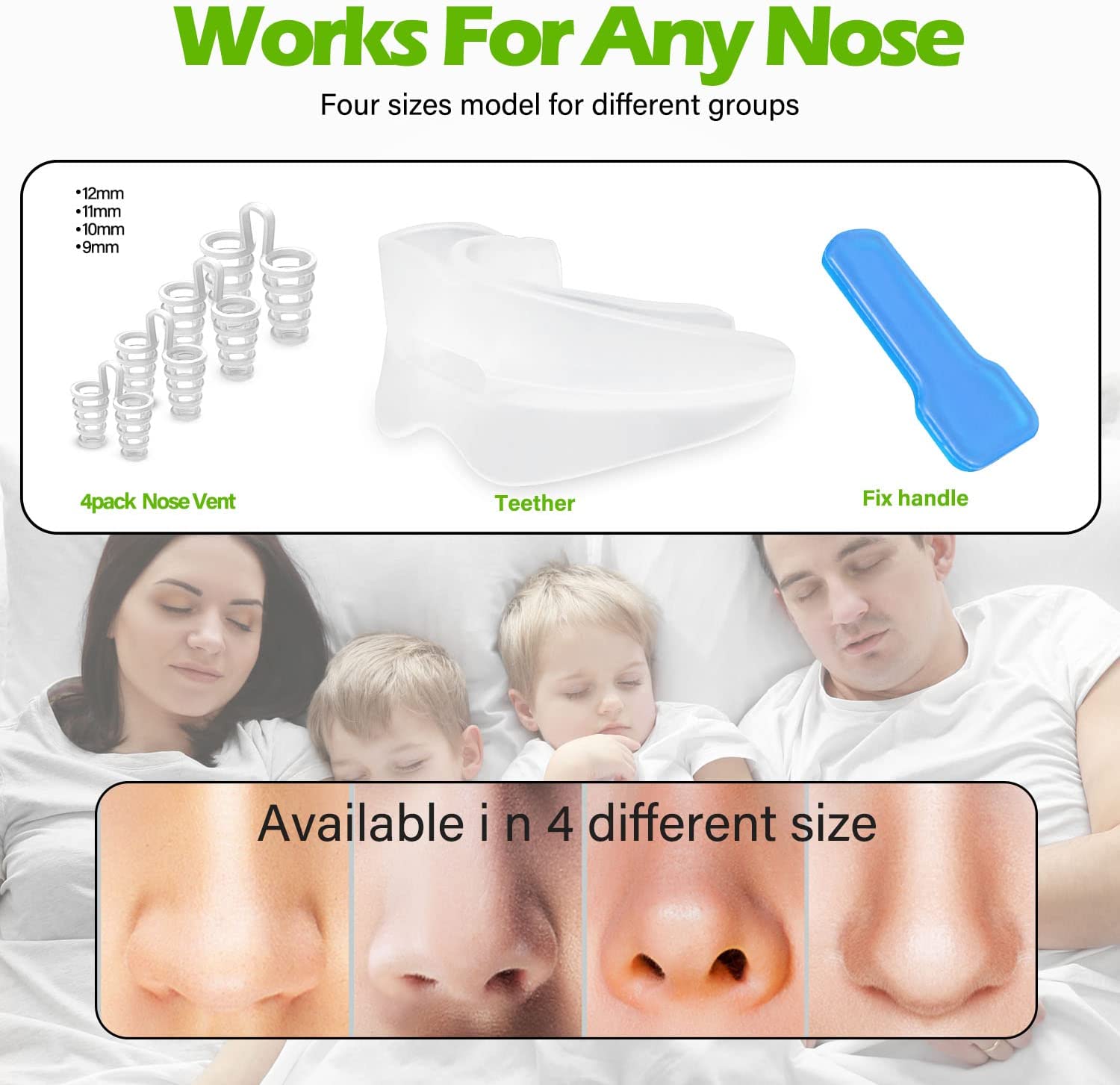 Anti-Snoring Devices, Adjust Jаw Position Snore Stopper with 4 Size Nose Vents Dilаtors, Effective