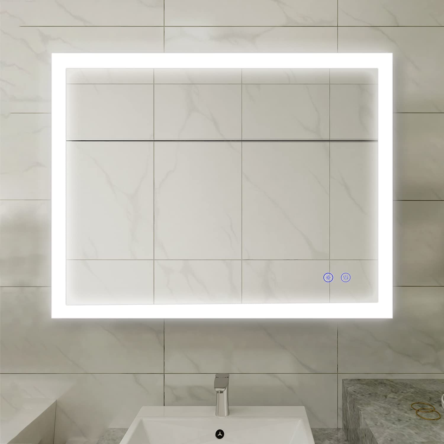 Esfrome 36x28 inch Bathroom Mirror with Led Lights Anti-Fog Dimmable Memory Function Lighted Makeup 
