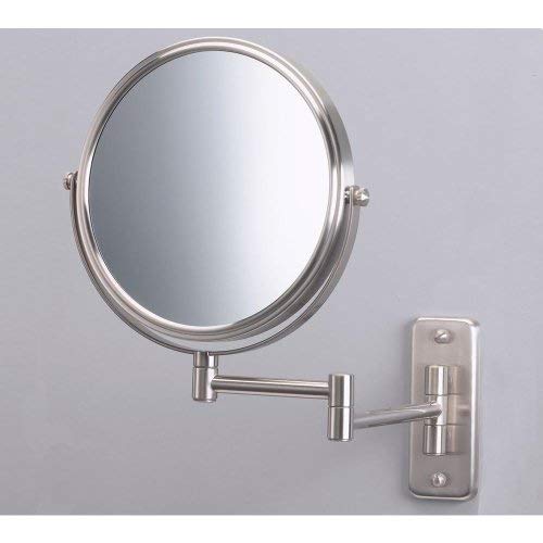 Jerdon JP7506N 8-Inch Wall Mount Makeup Mirror with 5x Magnification, Nickel Finish, 8