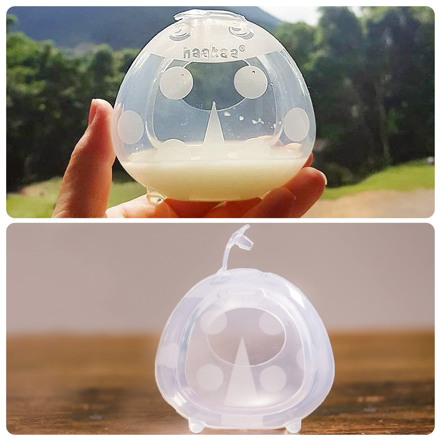 haakaa Ladybug Milk Collector Shells & Silicone Cleaning Brush Combo - 2.5oz/75ml, 2pcs Breast Shell