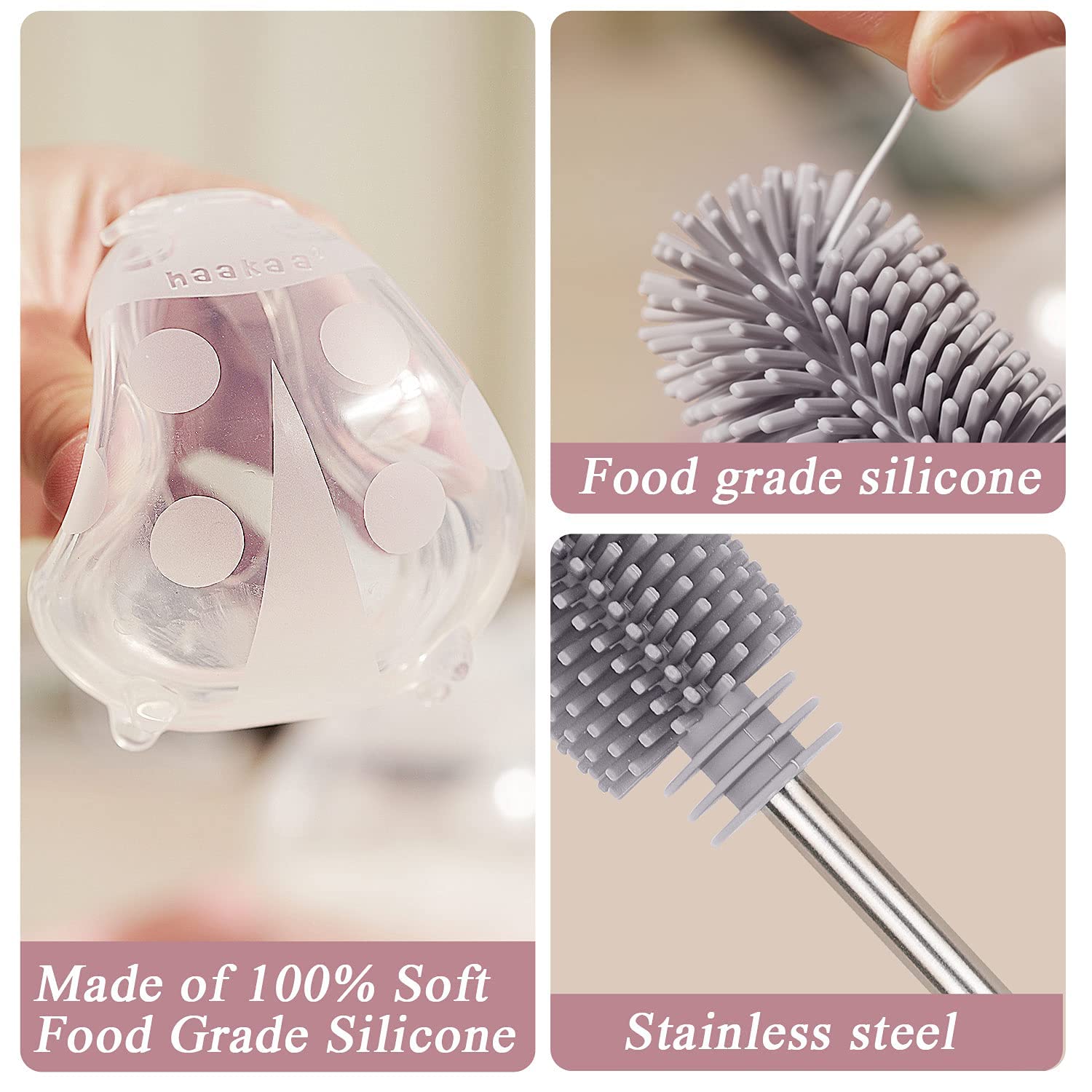 haakaa Ladybug Milk Collector Shells & Silicone Cleaning Brush Combo - 2.5oz/75ml, 2pcs Breast Shell
