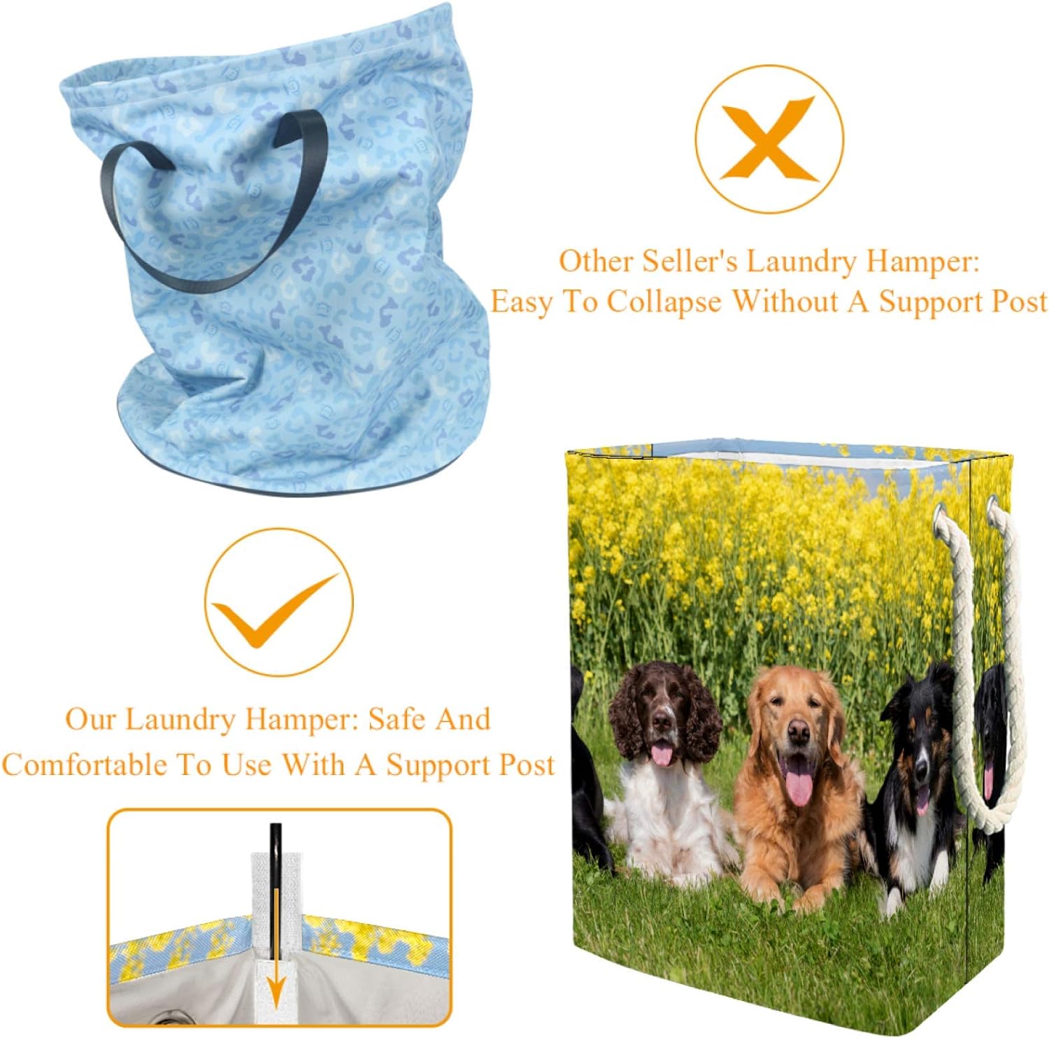 delayer Happy Dog Cute Collapsible Organizer Basket for Laundry Hamper Organizer Basket for Toy Bins