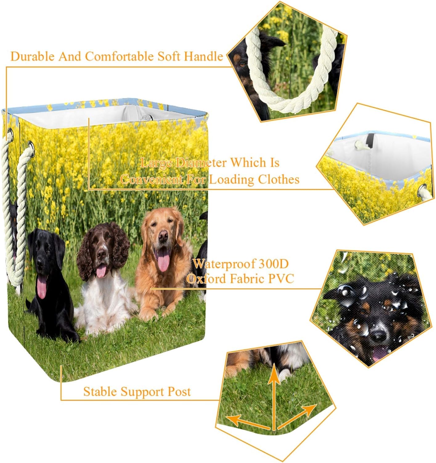 delayer Happy Dog Cute Collapsible Organizer Basket for Laundry Hamper Organizer Basket for Toy Bins