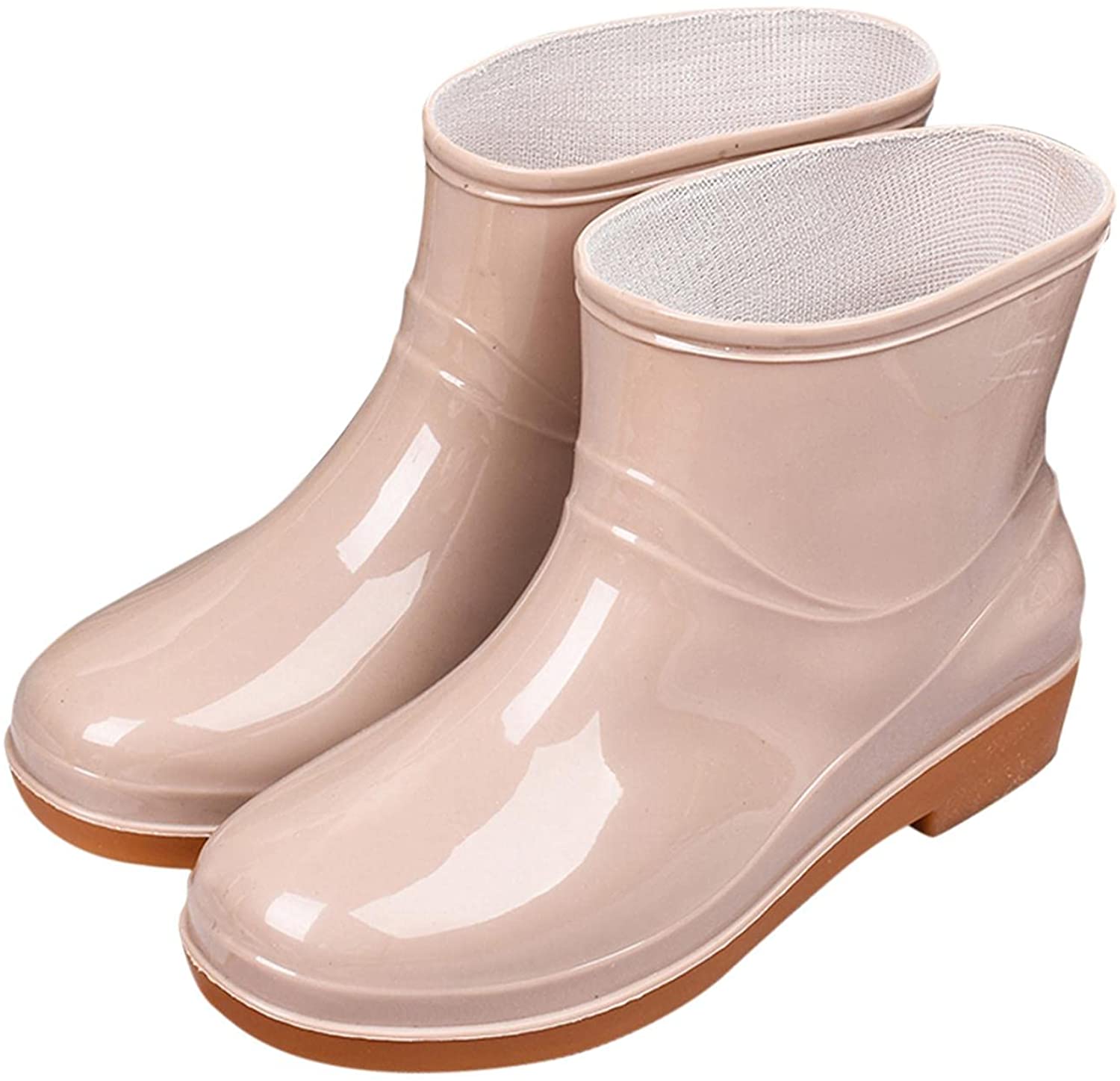 Aunimeifly Short rain Boots for Women and Waterproof Garden Shoes Stylish Light Ankle Rain Shoes and