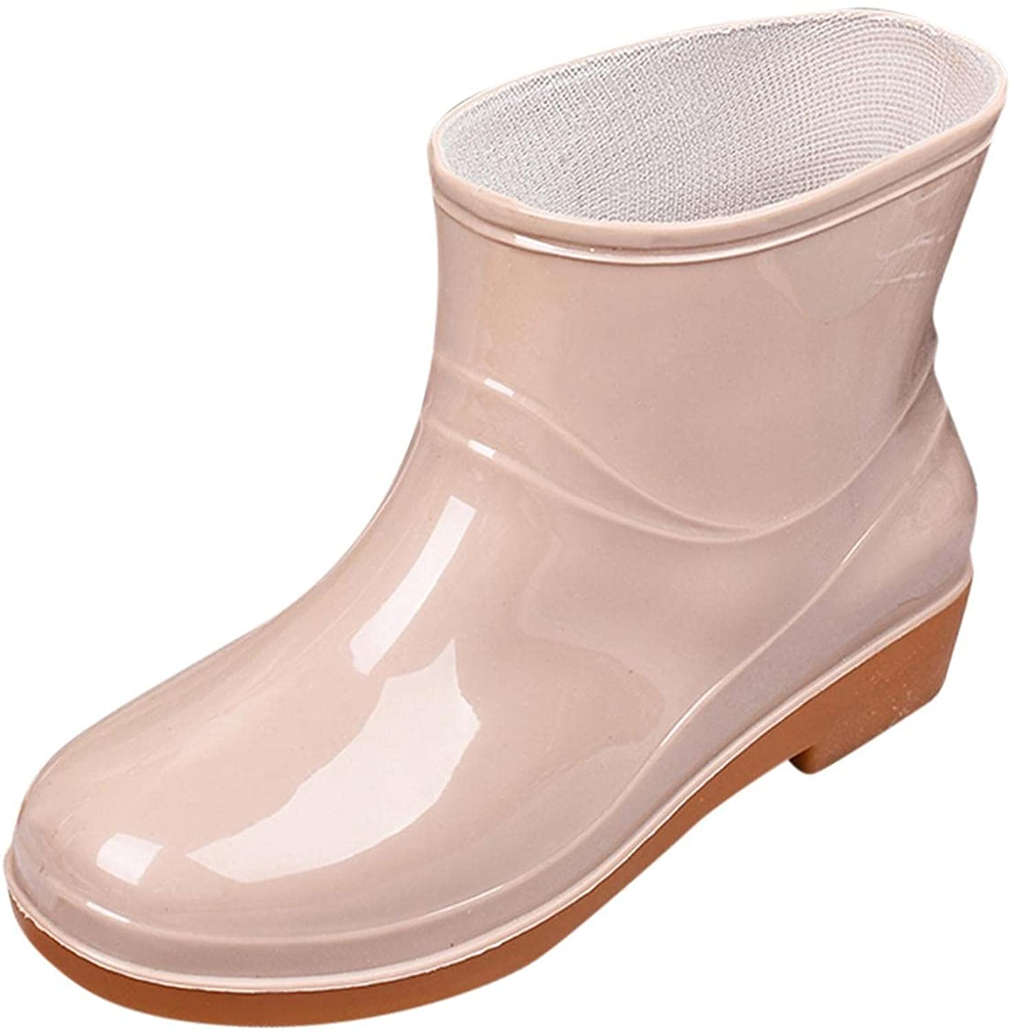 Aunimeifly Short rain Boots for Women and Waterproof Garden Shoes Stylish Light Ankle Rain Shoes and