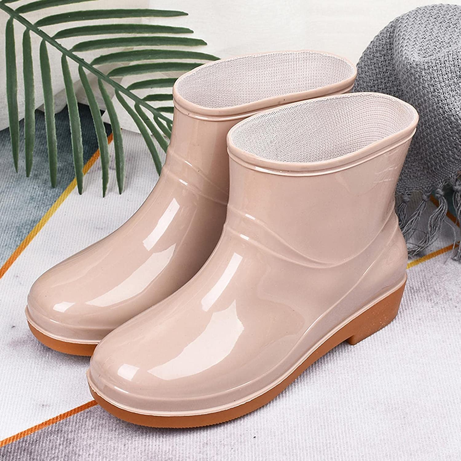Aunimeifly Short rain Boots for Women and Waterproof Garden Shoes Stylish Light Ankle Rain Shoes and