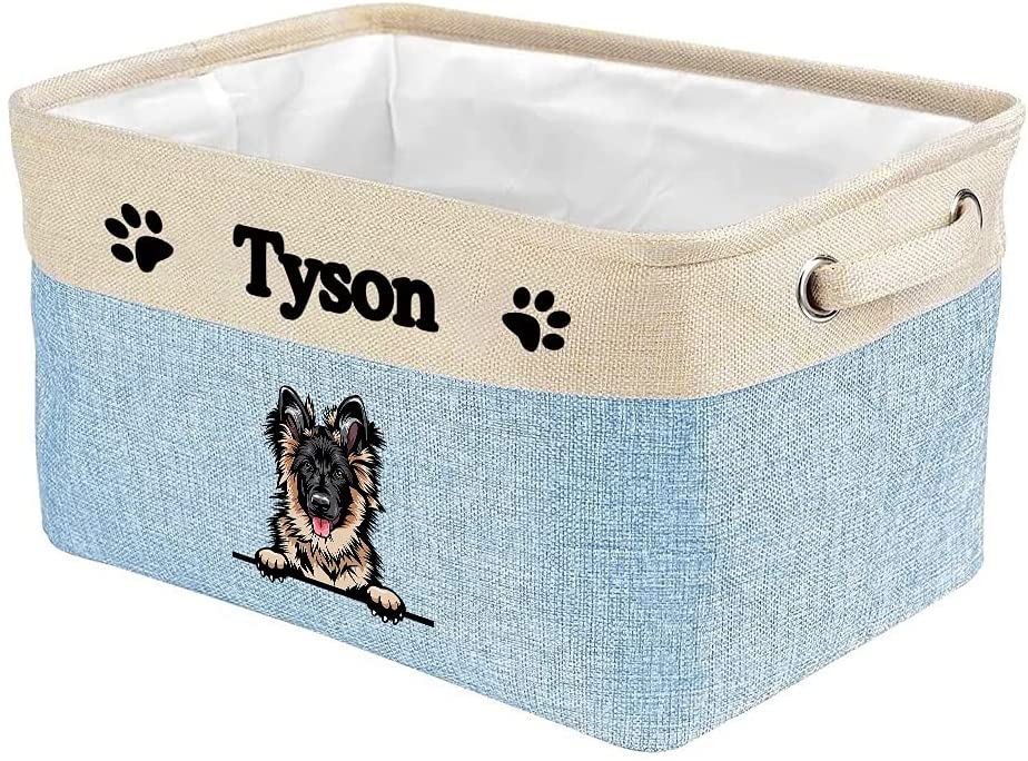 MALIHONG Personalized Foldable Storage Basket with Funny Dog German Shepherd Collapsible Sturdy Fabr