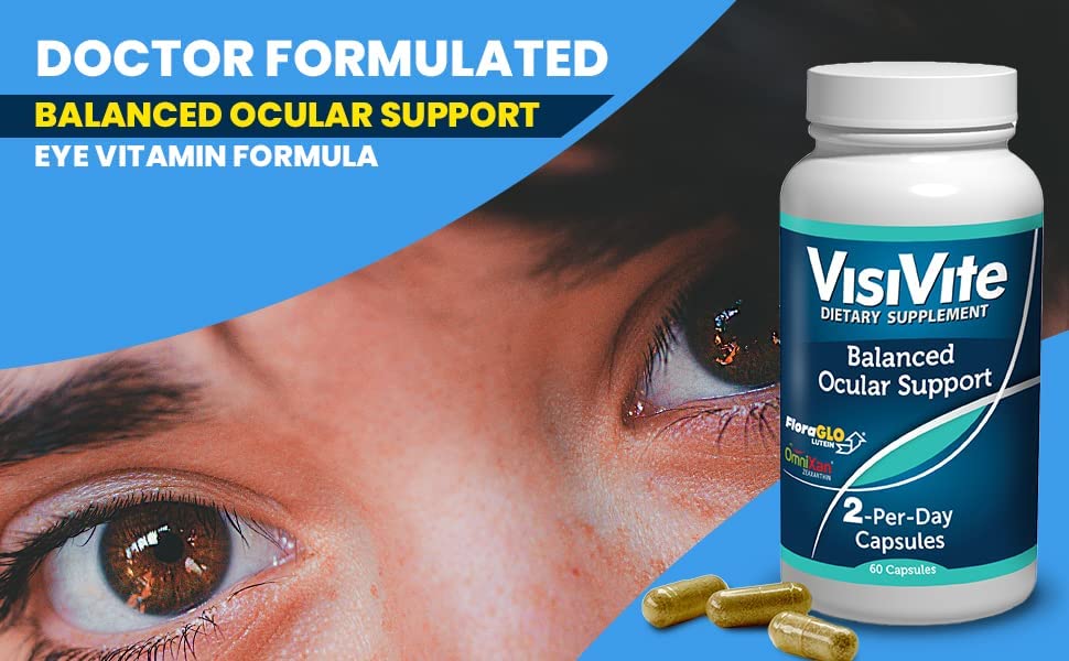 Eye Vitamins - VisiVite Doctor Formulated Balanced Ocular Support - Eye Supplement Macular - Advance
