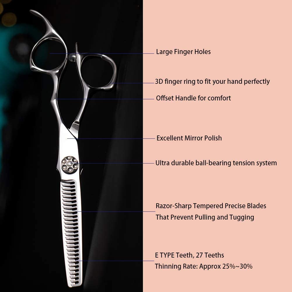 AOLANDUO 6 Inch Thinning Shears For Hair Cutting -High End Japanese AICHI Steel Handmade Thinning Sc