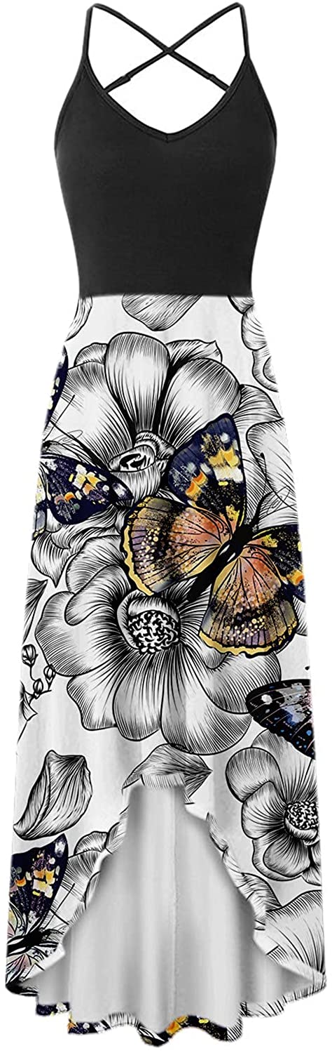 WYTong Womens V Neck Swing Dress Casual Summer Beach Dresses Elegant Irregular Party Dress Strap Dre