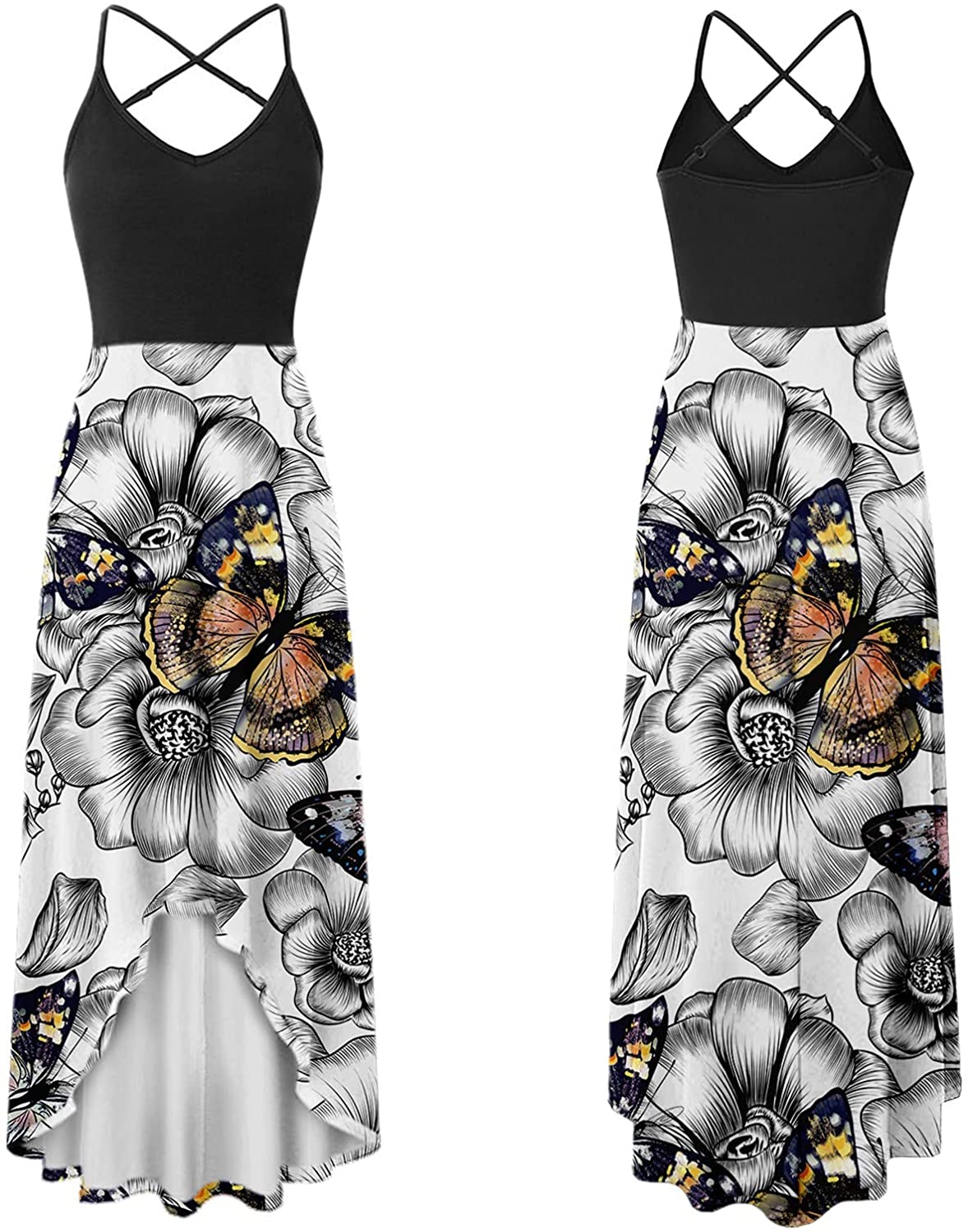 WYTong Womens V Neck Swing Dress Casual Summer Beach Dresses Elegant Irregular Party Dress Strap Dre
