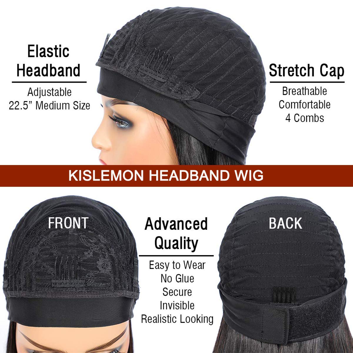 99J Ombre Straight Human Hair Headband Wigs for Black Women Brazilian Virgin Hair Glueless None Lace