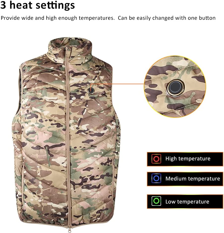 WESE Heating Waistcoat, Safe Three Gear Nylon USB Three Gear Temperature Adjustment Heating Vest for